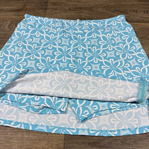 Lulu B L Skort Zippered Thigh Slit Two Zip Pockets Light Blue White UPF 50 - Picture 10 of 11